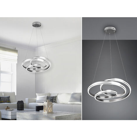 Moderner Vortex Kronleuchter Yara Nickel LED Dimmer Trio Beleuchtung