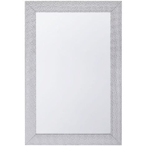 Moderner Wandspiegel Silber 61 x 91 cm Kunststoff mit silbernem Muster Rechteckig - Silber