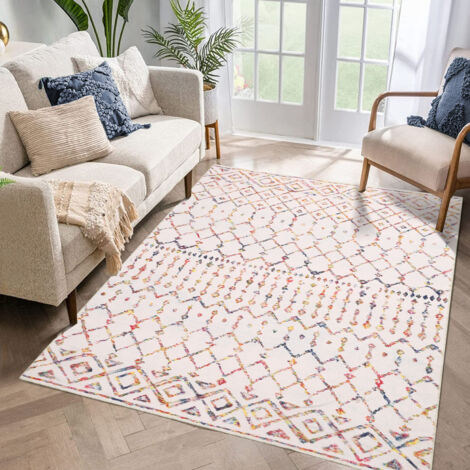 Moderner Wohnzimmer- oder Schlafzimmerteppich, 120 x 170 cm, Nachttischteppich, weicher Teppich für Wohnzimmer, Schlafzimmer, Sofa, mehrfarbig