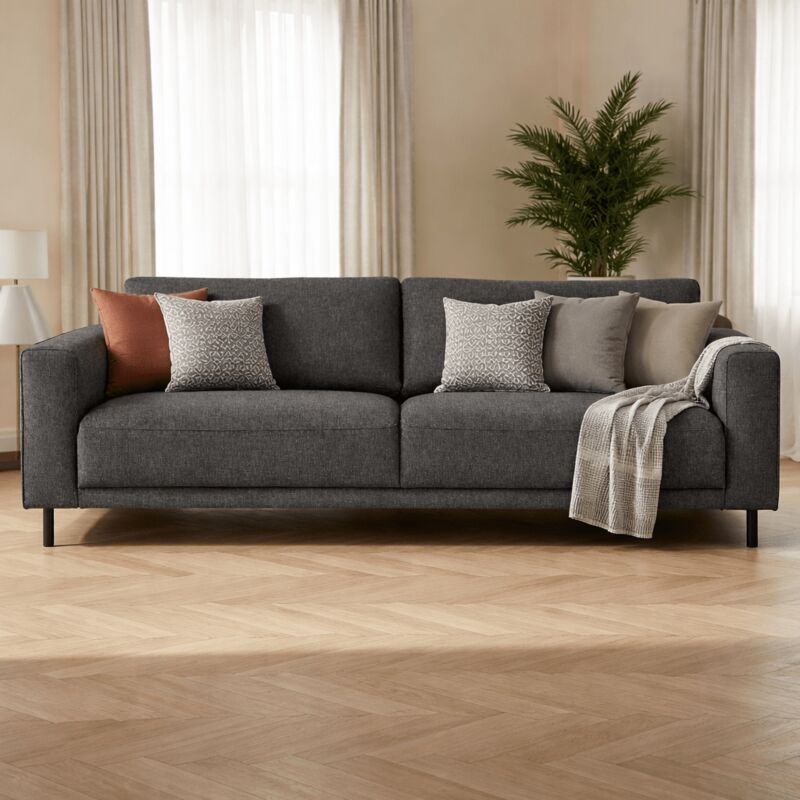 Dimehouse Modernes 3-sitzer-sofa Anthrazit Stoff Aniko 213x90x78 Cm