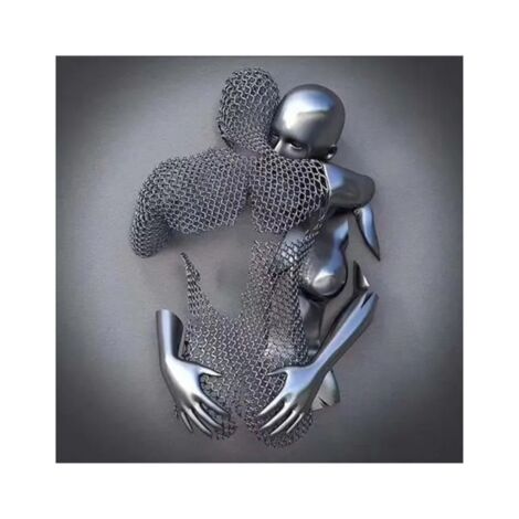 Modernes 3D-Herz aus Metall – Dekorative Wandskulptur, ungerahmtes Leinwandbild, zeitgenössische Wohndekoration
