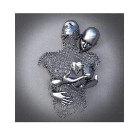 Modernes 3D-Metallherz der Liebe – rahmenlose dekorative Wandskulptur für Ihr Zuhause