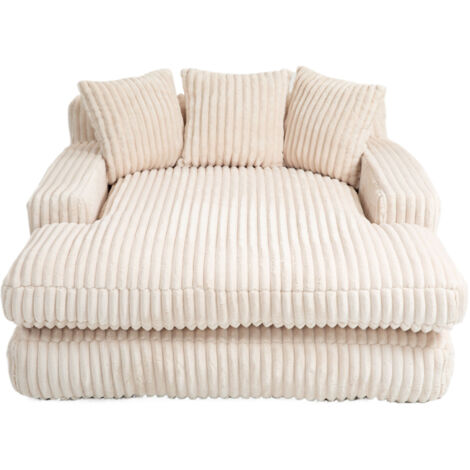 Modernes Cord-Schlafsofa Cloud Couch mit 3 weichen Kissen, bequemes Einzelsitz-Bodensofa für Wohnzimmer Wohnung Büro (Beige)