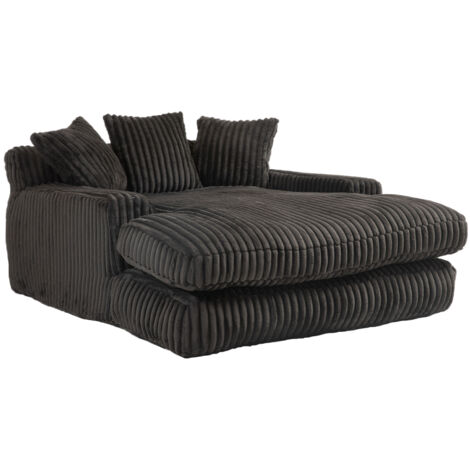Modernes Cord-Schlafsofa Cloud Couch mit 3 weichen Kissen, bequemes Einzelsitz-Bodensofa für Wohnzimmer Wohnung Büro (Schwarz)
