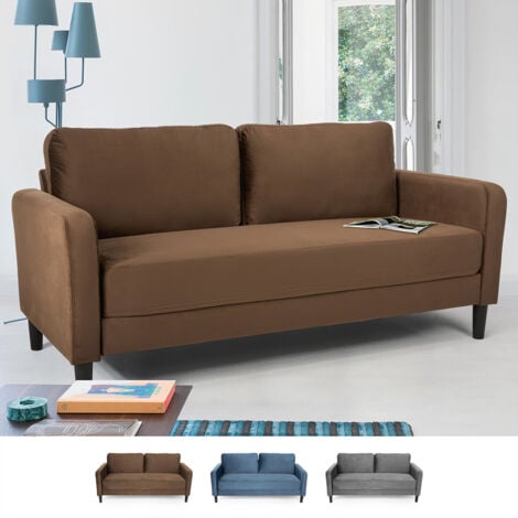 MODUS SOFÀ Modernes Design 3-Sitzer Sofa für Wohnzimmer in Portland Stoff Farbe: Braun