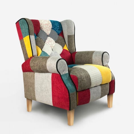 Modernes Design liegend Patchwork Bergère Sessel Throne Light