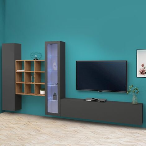 Modernes Design TV Wandschrank Holz Bücherregal Ranil RT