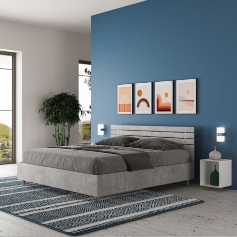 Modernes Doppelbett mit Schrank grau 160x190cm Ankel Concrete