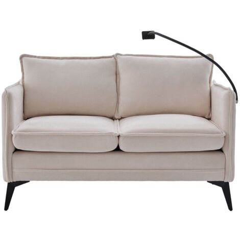 Modernes Doppelsofa Kleines Stoffsofa Sessel mit Lagerung Seitentasche + einstellbare Handy-Halter Geeignet für Wohnzimmer/Schlafzimmer/Balkon