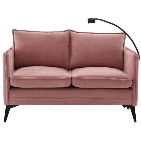 Modernes Doppelsofa Kleines Stoffsofa Sessel mit Lagerung Seitentasche + einstellbare Handy-Halter Geeignet für Wohnzimmer/Schlafzimmer/Balkon