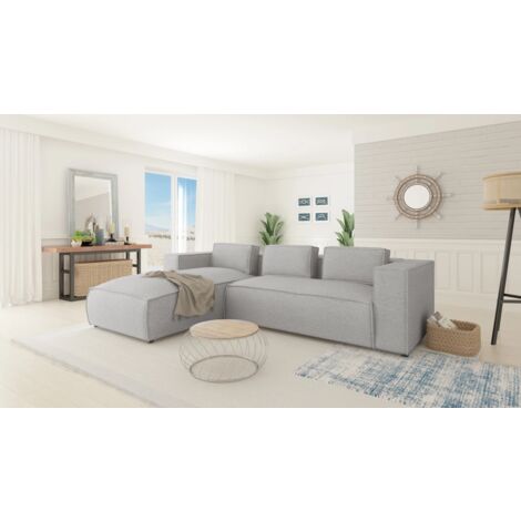 Modernes Ecksofa Berto, Grau Luxusmicrofaser