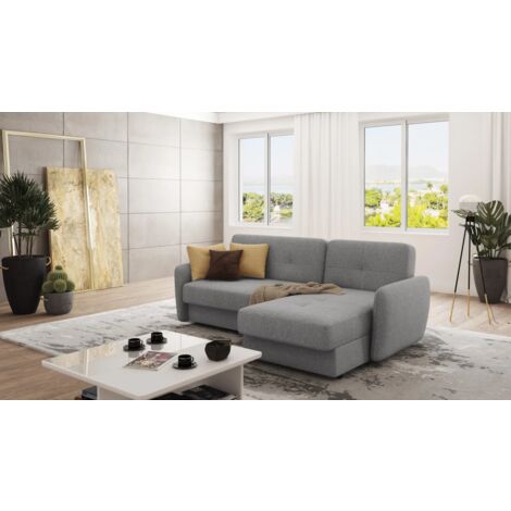Modernes Ecksofa David mit Schlaffunktion aus Grau Mikrofaser