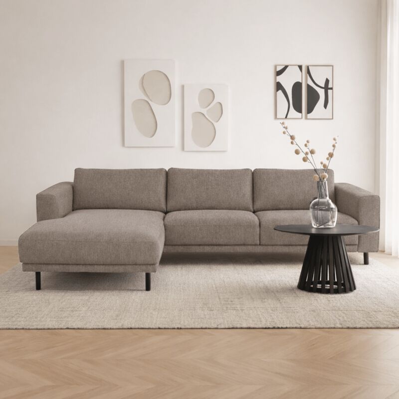 Dimehouse Modernes Ecksofa Links Taupe Stoff Aniko Mit Chaiselongue