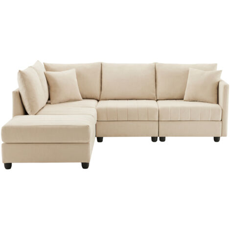 Modernes Ecksofa, Modulares Sofa, 5-Sitzer-Sofa, mit umwandelbarem Fußhocker, L-förmiges Sofa, U-förmiges Sofa, geeignet für Wohnzimmer, Wohnung usw. [Old SKU: N653P2501G, N653P9510A]