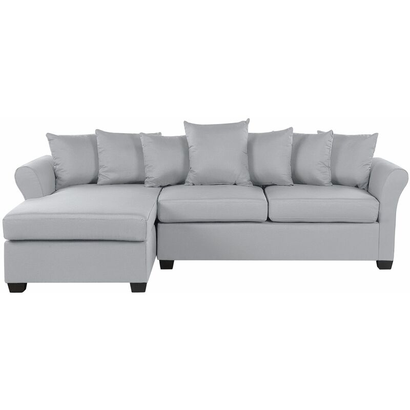 Ecksofa Grau Polyester L-Förmig Rechtsseitig Kissen Inklusive Minimalistisch Modern Wohnzimmer - Grau