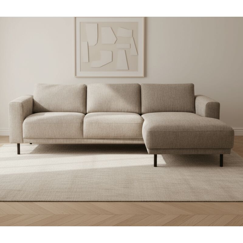 Dimehouse Modernes Ecksofa Rechts Taupe Stoff Aniko Mit Chaiselongue
