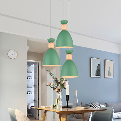 Modernes Hängende Licht Nordische Art 3 Lichter Pendelleuchte Grün Minimalistische Design Stil Pendelleuchte für Schlafzimmer Wohnzimmer Küche E27 Birne 