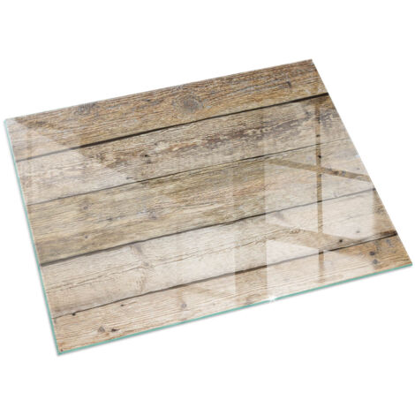 Modernes Kaminaccessoire Funkenschutzplatte für Kamin Hitzeschutz Schutzplatte Hartglas Dekorative Glasbodenplatte Naturholzbretter 60x40 cm