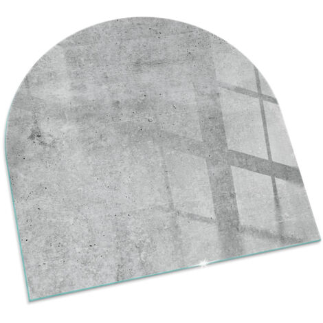 Modernes Kaminaccessoire Funkenschutzplatte für Kamin Hitzeschutz Schutzplatte Hartglas Dekorative Glasbodenplatte Rohbetonstruktur 100x100 cm