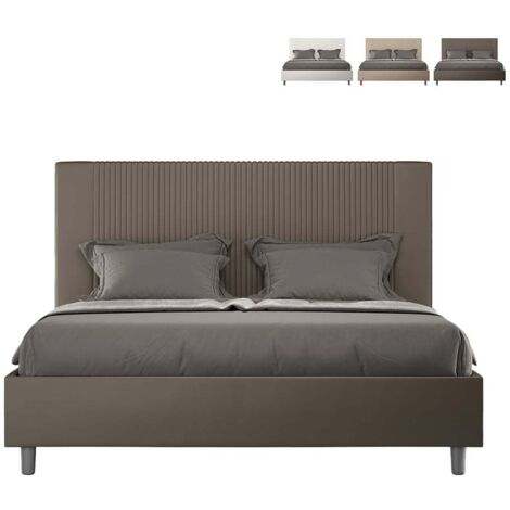 Modernes Kunstleder-Doppelbett 160x190 Goya M  Farbe: Braun - Version: Standardmodell