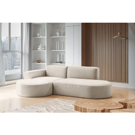 Modernes L-förmiges Designer-Ecksofa Modena Falten Beige Links