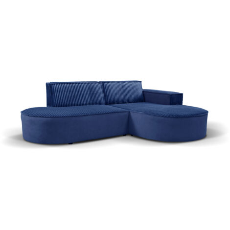 Modernes L-förmiges Designer-Ecksofa Modena Soft Dunkelblau Rechts