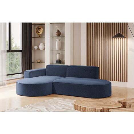 Modernes L-förmiges Designer-Ecksofa Modena Studio stoff Raven Blau Links
