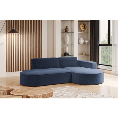 Modernes L-förmiges Designer-Ecksofa Modena Studio stoff Raven Blau Rechts