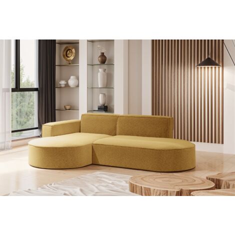 Modernes L-förmiges Designer-Ecksofa Modena Studio stoff Raven Gelb Links