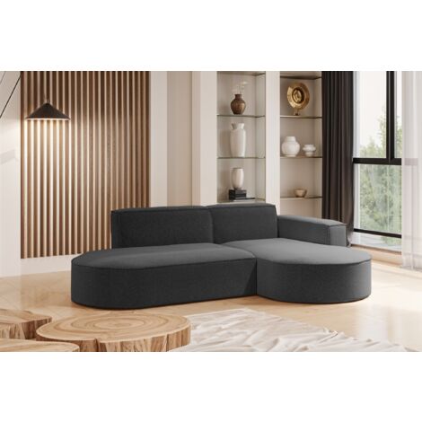 Modernes L-förmiges Designer-Ecksofa Modena Studio stoff Raven Graphit Rechts