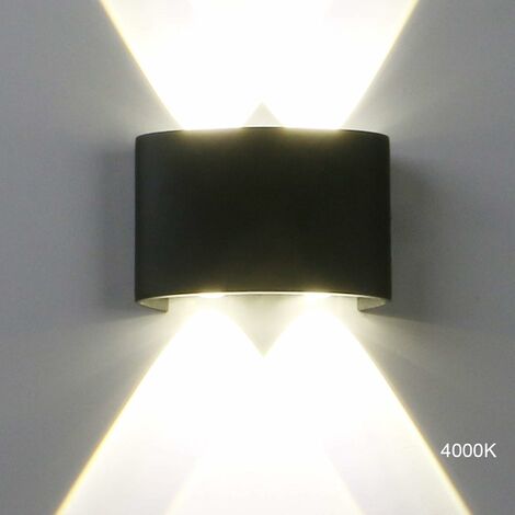 Modernes LED Wandleuchte Up und Down Wandleuchte Einfach Wandleuchte 4x1W Warmweiß Wandlampe für Wohnzimmern, Schlafzimmern, Badezimmern, Fluren, Balkonen, Treppen Schwarz