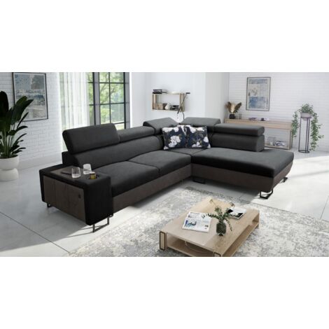 Modernes Luxus-Ecksofa mit Schlaffunktion MELODY VII Tauro/Freya Graphit/Anthrazit Rechts