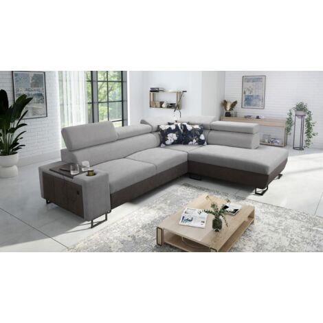 Modernes Luxus-Ecksofa mit Schlaffunktion MELODY VII Tauro/Freya Graphit/Grau Rechts
