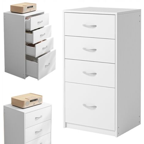 Modernes Regal mit 4 Schubladen Loft weiße Kommode Büroschrank groß 85 cm