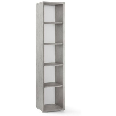 Modernes schmales Bücherregal aus Beton Cemento-Holz mit vier Regalen 39x41x H182 cm