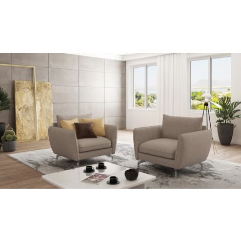Modernes Sessel Lisa mit Metall Füßen, Dunkelbeige Microfaser