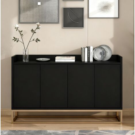 Modernes Sideboard - 120x30x80 cm - schlicht mit vier Türen, Drehtür - geeignet für Esszimmer, Wohnzimmer und Küche – schwarz