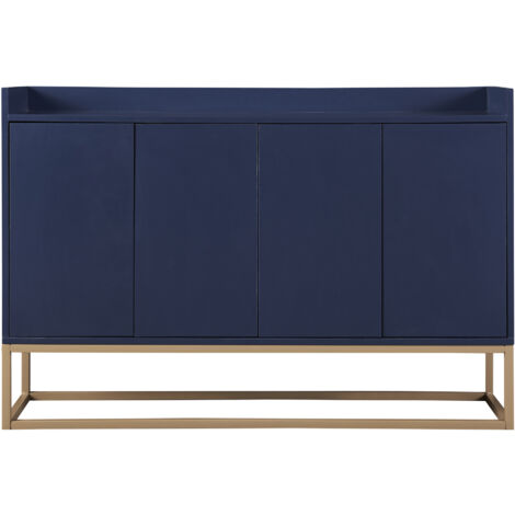 Modernes Sideboard im minimalistischen Stil mit 4 Türen ohne Griff für Esszimmer, Wohnzimmer, Küche (Marineblau)