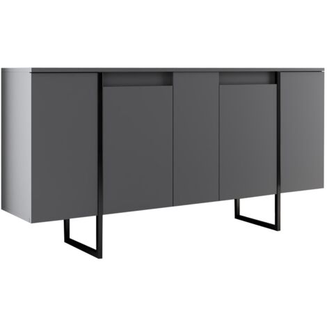 OVIALA Modernes Sideboard mit 4 Türen aus grauem FSC-Holz
