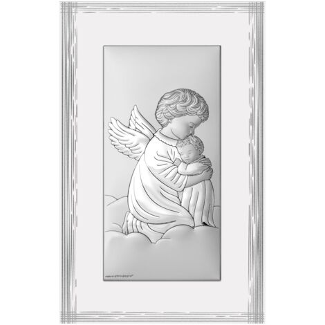 Modernes silbernes Schutzengelbild über dem Bett  Größe: 9x15,5cm  Artikelnummer: BC6763/2FB