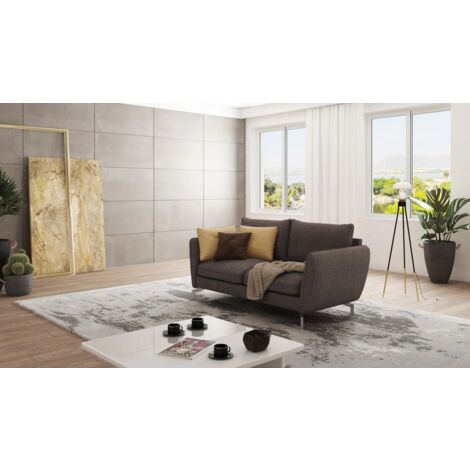 Modernes Sofa 2-Sitzer Lisa mit Metall Füßen, Khaki Microfaser