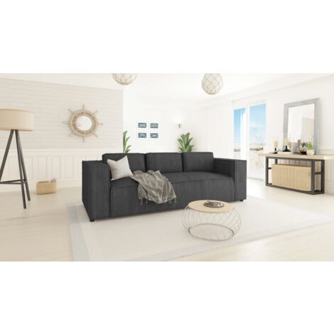 Modernes Sofa 3 sitzer Porto aus Grau Cord