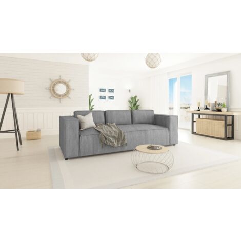 Modernes Sofa 3 sitzer Porto aus Hellgrau Cord