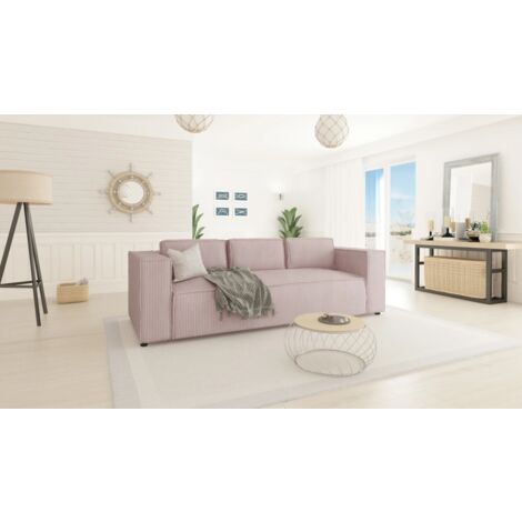 Modernes Sofa 3 sitzer Porto aus Puderrosa Cord