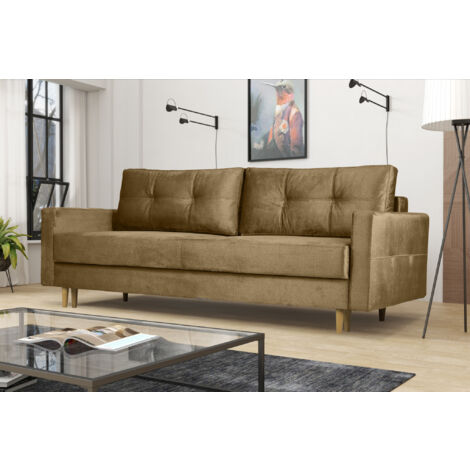 Modernes Sofa Floro - 3-Sitzer mit Schlaffunktion Beige
