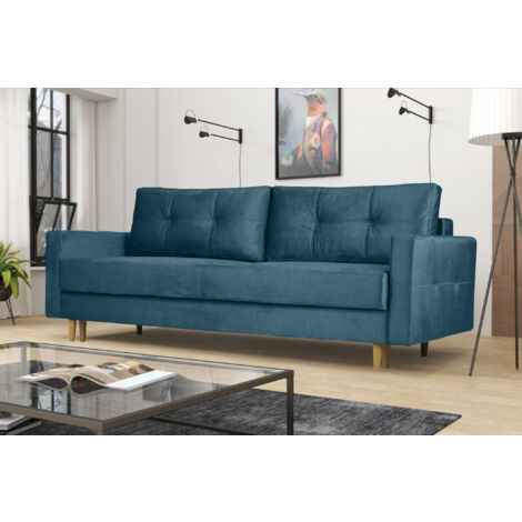 Modernes Sofa Floro - 3-Sitzer mit Schlaffunktion Blau
