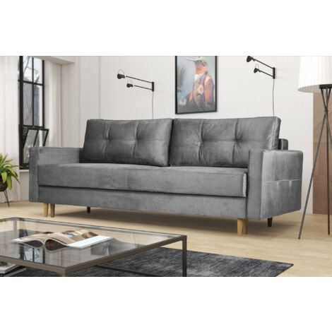 Modernes Sofa Floro - 3-Sitzer mit Schlaffunktion Silber