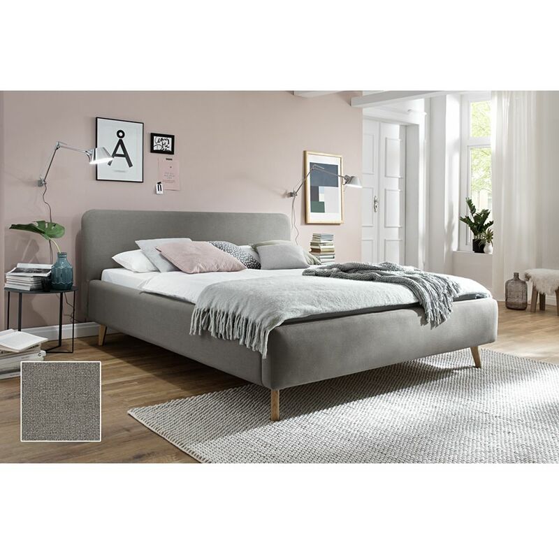 Lomadox - Polsterbett MACARI-114 in taupe, Liegefläche: 160x200 cm