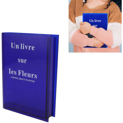 Modernes Vasenbuch, transparentes Vasendesign, Kristall-Acryl-Blumenvase, blau, Büro- und Wohnzimmerdekoration, clevere Verwendung, elegant