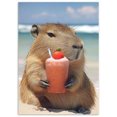 Modernes Wandposter CAPYBARA am Strand Jugendposter 50x70